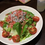 三酉屋 - 桜エビとシラスのサラダ　見た目もきれい、さっぱりとしたドレッシングでいただきます。