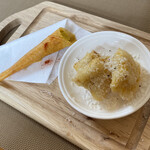 ブラッセリー ラシュレ - とうもろこしフリットとカボチャムース