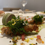 オオハラ エ シーアイイー - 前菜 鮎のムースと稚鮎のフリット たで酢風味
      2020年8月7日ランチ