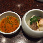 明石 渾 鮨 - 蒸し物、海老や鯛など海鮮がぎっしり