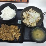 吉野家 - ダブル定食(牛皿+ねぎ塩豚)