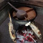 鶴の湯温泉 - 鍋＆岩魚塩焼