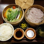 Nidaime Uoyamachi - 上州豚と野菜のせいろ蒸し定食850円