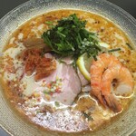 らぁめん登里勝 - 2020年8月時点  限定  冷やし豆乳エビ塩ラーメン¥1.000