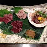 肝屋　嘉正亭　みその - 肝刺４種盛～タタキ風～