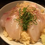 麺処 三虎 - 本日の茶漬けご飯 枝豆ご飯と鯛の刺身