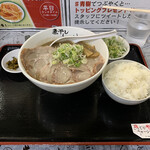 Nibo Shira-Men Aoki - R2.8  こってり煮干しチャーシュー麺・トッピングねぎ・ランチタイム無料ライス