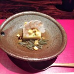 Sampiryouron - 天使海老  焼き玉蜀黍   玉蜀黍豆腐