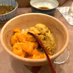 鮨処 多田 - ウニのちょっと丼(利尻 礼文のバフンウニと小樽のムラサキウニ)