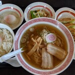 幸楽苑 - 朝定食Ｃ＋サービス温玉＋ベジタブル餃子