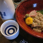 シマアジのなめろう　と　日本酒♪