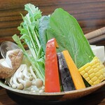 極肉 しゃぶ一 - 牛しゃぶコースの野菜、豆腐など