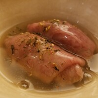 日本料理 晴山 - 佐賀牛のザブトン万願寺トウガラシ焼きナス