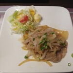 Wa Bisutoro Kataraiya - 豚生姜焼きとサラダ