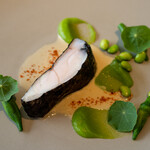 レストラン オオツ - メヌケ黒作り ベルモットのソース ズッキーニのピュレ