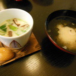 寿し処たかつか - 茶碗蒸しと味噌汁　2012年6月　おまかせランチ