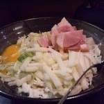 Okonomiyaki monjayaki kitampopo - お好み焼き（ベーコンもちチーズ天）