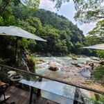 野外テラス 水の音 - いい位置に作ったよな～。遠くまで一望できます