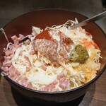 もんじゃ焼 鉄板焼 西屋 - ミルクもんじゃのとろピザ焼き