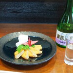 寿司割烹みやもと - 本からすみ ＆ 冷酒（浪花政宗 吟醸）