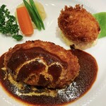 三栗 - ハンバーグ＋カニコロ