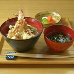 Shrimp Ten-don (tempura rice bowl) at a soba restaurant