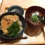 Gokoku - (料理)牡蠣天丼と五穀そばセット(温そば)