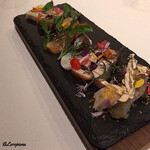 カーサ・デル・チーボ - 鮃 椎茸〆､蛸ﾃﾘｰﾅ､桜鱒ｶﾙﾊﾟｯﾁｮ､鮟鱇ﾃﾘｰﾅ､穴子ﾃﾘｰﾅ