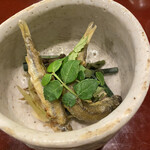 滋味 康月 - 筍、葺、蕨炊き合わせと小鮎からあげ