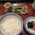 滋味 康月 - 名物・近江米の竈ごはん。鯖のへしこが御馳走。