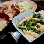 旬彩処 懐古  - 日替わり肉御膳（野菜たっぷり国産豚肉しょうが焼 大根のおしたし付）（850円）