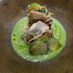 花小町 - 熊本の鮎、植木の寄元さんの胡瓜のソースで