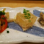 築地寿司清 - 稚鮎、白身の煮こごり、鮑の柔らか煮