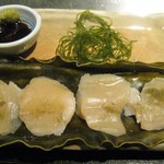 もんじゃ　鉄板　お好み焼　のだ - 帆立の昆布ジメ