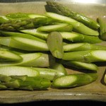 もんじゃ　鉄板　お好み焼　のだ - アスパラのバター焼き