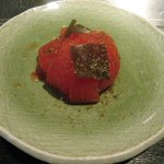 もんじゃ　鉄板　お好み焼　のだ - トマトの浅漬け