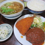 盛籠庵 - アジフライ＆ハンバーグ定食　730円