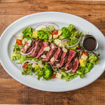 Australian flap meat Steak salad plate with soup