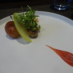 レストラン ラ・フロレゾン・ドゥ・タケウチ - LＥ FOIE GRAS　スペイン産フォアグラのア・ラ・プランチャ 姫林檎のタルトタタンと共に