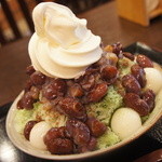 甘味処 華樓 - 宇治金時白玉ミルク（800円）にソフトクリームのトッピング（100円）♥（2012/5）