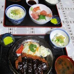 Kadoya - みそかつ定食 上 1,400円 + ごはん大盛り 40円 ＝ 1,440円（以下 税込） と さしみ定食 1,300円。　　　　　2020.08.13