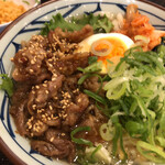 丸亀製麺 - 牛焼肉冷麺！スープは専用の牛骨出汁スープでお酢が効いてる！