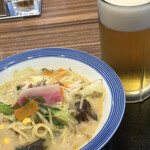 リンガーハット  - ミニちゃんぽんとビール　good ランチ