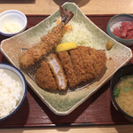 かつ敏 - 天然車海老とロースかつ定食(中)¥1,859