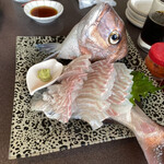 焼肉 とんがらし - 釣った真鯛1は刺身で。