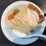 らーめん三極志 - 鶏と浅利の特製つけ麺(平麺)