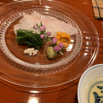 津の守坂 小柴 - お造り１：クエ、雲丹