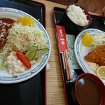 Fudegaki No Sato Resutoran - 2008ハンバーグ定食・あじフライ定食