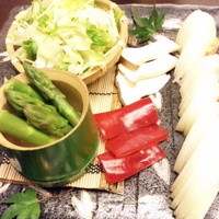 人形町今半 銀座店 - すき焼の野菜たち