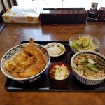 やぶ久 - 天丼セット。